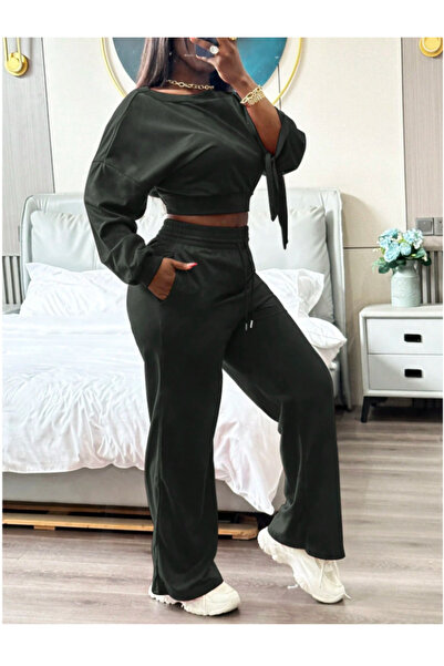 CAONNES Μαύρο φαρδύ παντελόνι μεγάλου μεγέθους - Ελαστικό και άνετο υφασμάτιν...