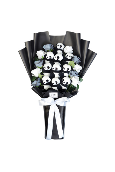 u&b teddy bear flowers Dev Peluş Premium Sevimli Panda Kalpli Ayıcık Buketi