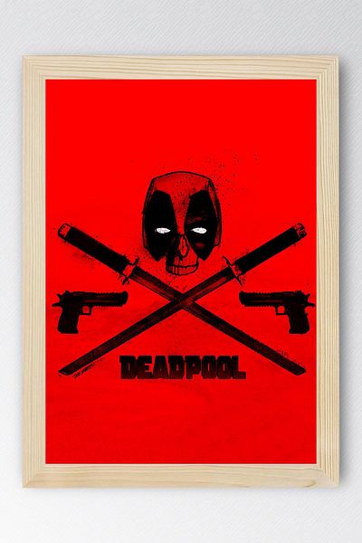Saturn Deadpool Logo Framed Painting - Marvel Movie Poster Painting