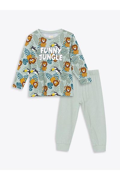 LC Waikiki Σετ πιτζάμες για αγόρια με στάμπα LCW Kids Crew Neck