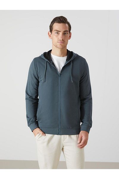 LC Waikiki Lcwaikiki Basic Hooded Long Sleeve Men's Zip-Up Sweatshirt