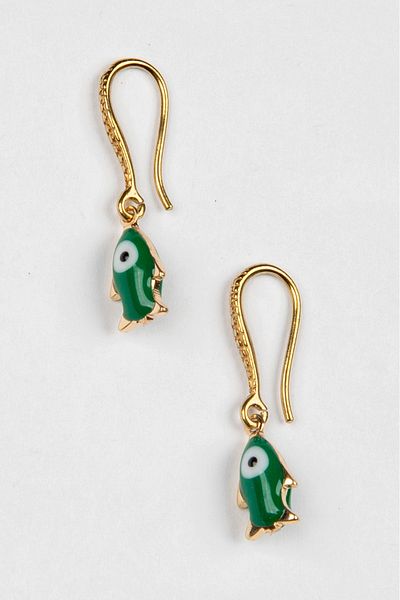 Lila Rosa Authentic Fish Figured Glass Earrings