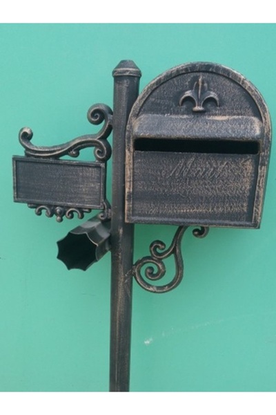 Dijiteks Ayaklı Sac Döküm Posta Kutusu - Bahçe Şıklığı - Bahçe Dekoru İçin Ayaklı Posta Kutusu