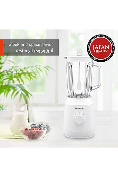 PANASONIC Blender, 400W, MX-EX1081, White, Glass Jar, 2 Yr. Warranty