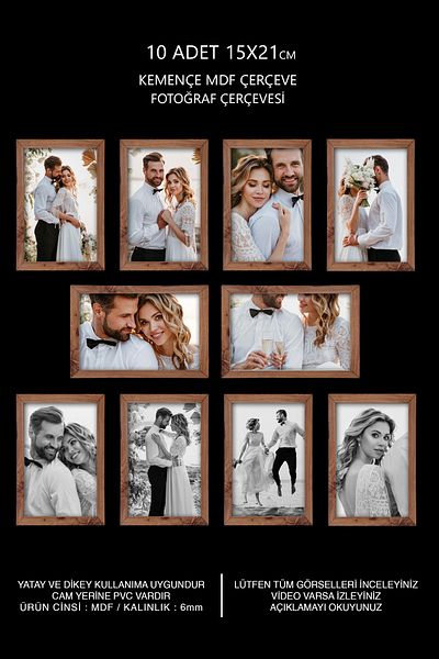 yhfoto 10 Pieces Mdf A5 15X21 Frame - Photo Frame - Multi Frame Set