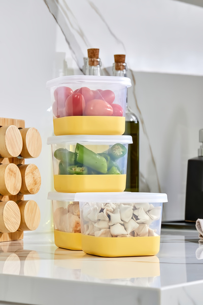 Poomy 4'Lü Set Silikon Tabanlı Dikdörtgen 550 ml Difriz Saklama Kabı - Derin ...