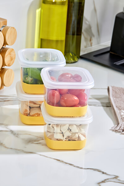 Poomy 4'Lü Set Silikon Tabanlı Dikdörtgen 550 ml Difriz Saklama Kabı - Derin Dondurucu Saklama Kabı