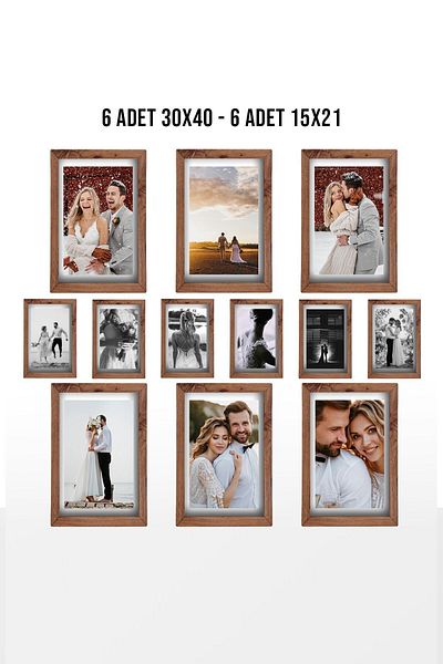 yhfoto Комплект от 6 дървени MDF PVC рамки за снимки, размери 30x40 и 15x21