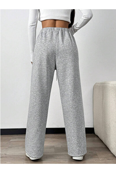 CAONNES Kadın Gri Baggy Büyük Beden  Bol Kesim Esnek Rahat Kumaş Eşofman Altı Pantolon Altı Tessettür GİYjhh