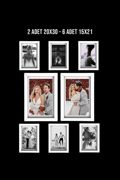yhfoto Set de rame foto multiple 21x30 și 15x21 MDF alb PVC