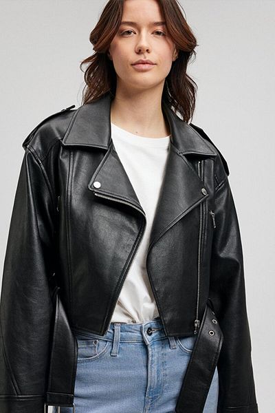 Mavi M. 1110375 -900 Crop Jacket Jachetă de piele pentru femei SS neagră