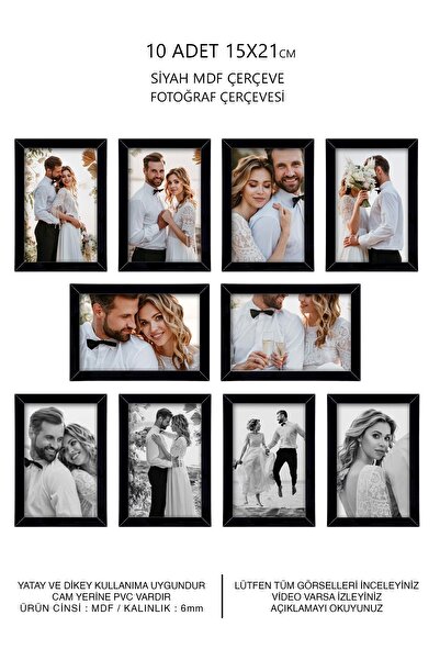 yhfoto 10 bucăți 15x21 cadru - cadru negru - cadru MDF A5 - set de rame foto