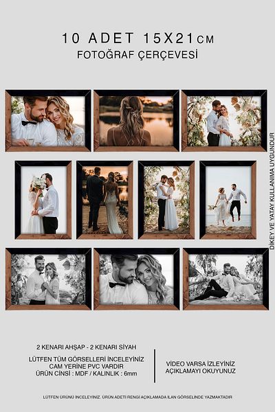 yhfoto 15X21 A5 Mdf Photo Frame - 10 Pieces Wooden-Black 2 Color Frame