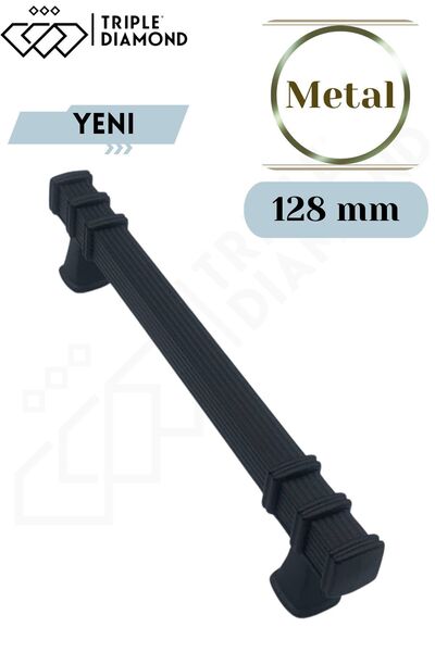 Triple Diamond 128 mm Metal Mat Siyah Çekmece Kulpları Mutfak Dolap Mobilya K...