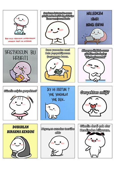 Goldesing 12 Adet Kare Mood Sticker Set Planlayıcı, Defter, Laptop, Telefon, ...