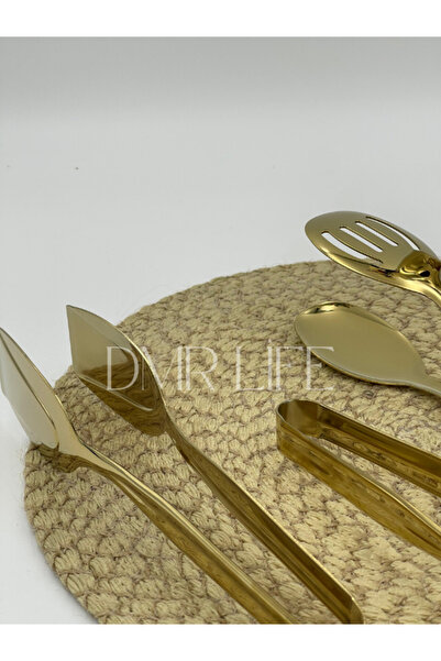 Demir Çeyiz مجموعة ملقط كعكة السلطة والمعكرونة والسلطة باللون الذهبي من Dmr Life، 3 قطع