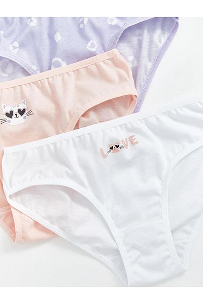 LC Waikiki LCW Kids Printed Girl's Panties 3-Piece