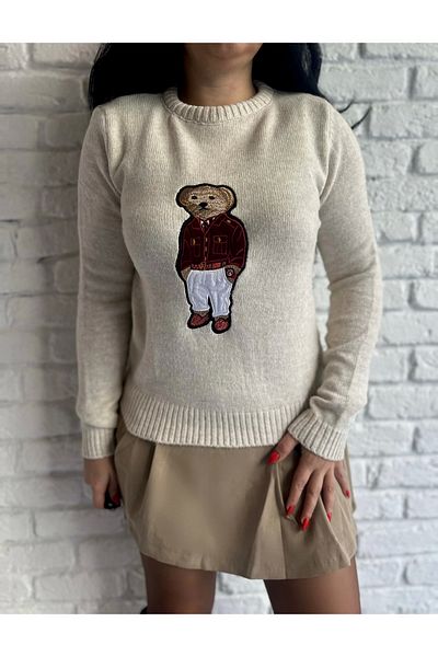 moneta boutique Pulover moale cu imprimeu Teddy pentru damă