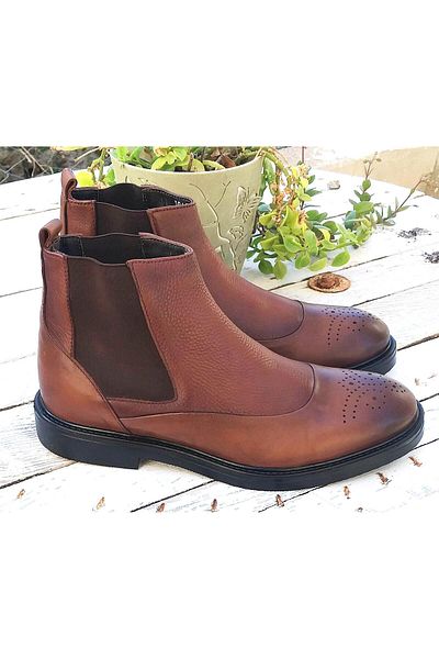 MARCOMEN 16163 Men's Genuine Leather Classic Chelsea Boots