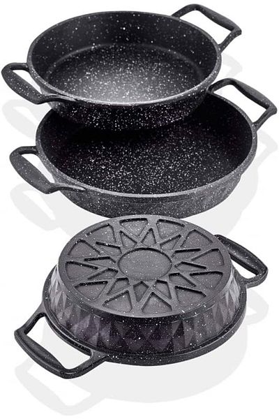 DMR LİFE Cast Iron 3-Piece Sauce Set Black Boxed 18-20-22 cm