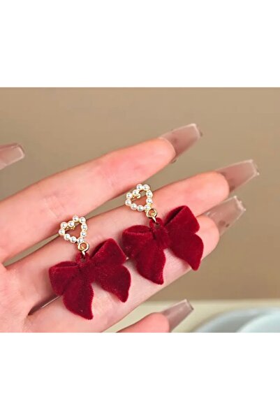 OzzTakı Kadife Fiyonklu Küpe