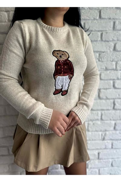 moneta boutique Pulover moale cu imprimeu Teddy pentru damă
