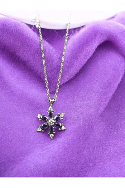 staınless steel قلادة زهرة اللوتس الأرجوانية