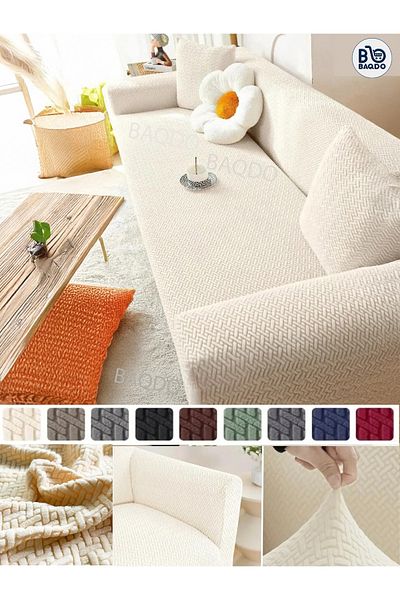 BAQDO 3-Piece Brick Patterned Elastic Non-Slip Sofa Covers - 1 Piece