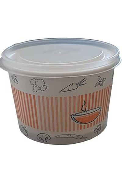 KURTSAN AMBALAJ Cardboard Soup Bowl with Lid 16oz 25 Pieces