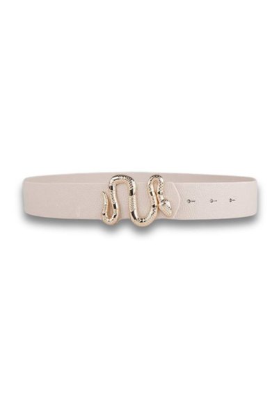 vos versa Snake Print Silver Buckle Black Thin Women's Belt Vosdk 0024101