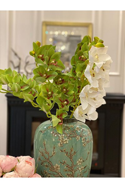 Dekordan House Yapay Islak Dokulu 10 Çiçekli Singapur Orkide (75cm)