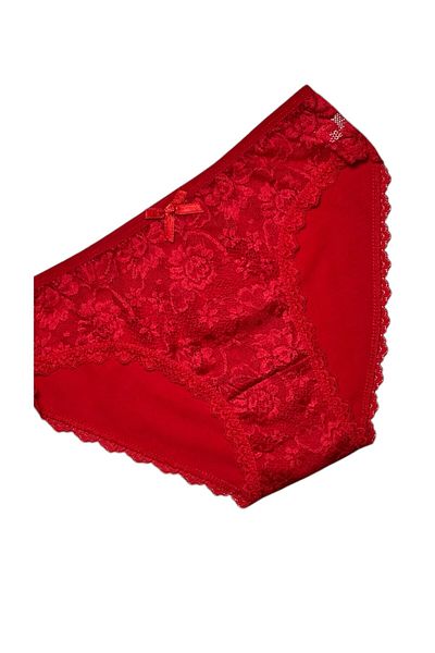 Gizli Butik Chiloți bikini din bumbac roșu - dantelă în față