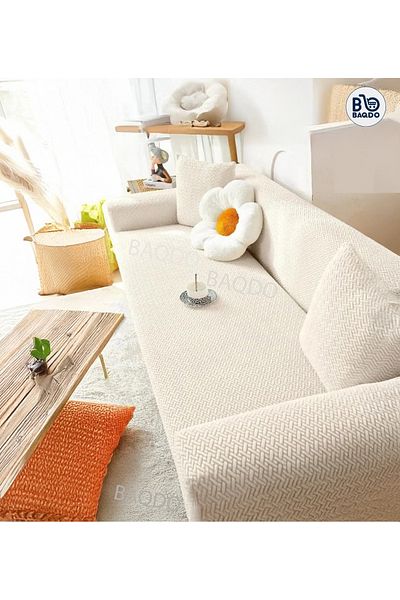 BAQDO 3-Piece Brick Patterned Elastic Non-Slip Sofa Covers - 1 Piece