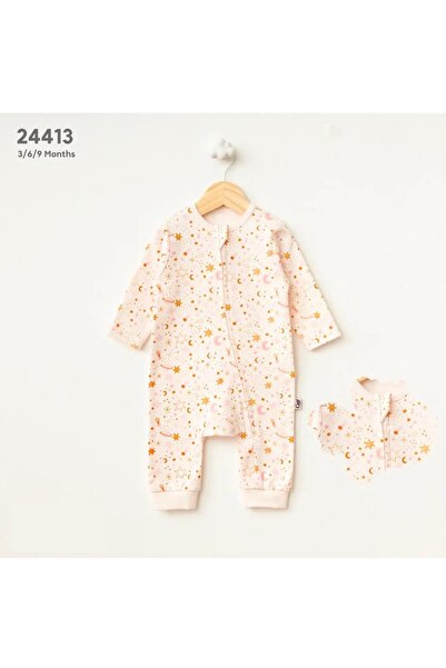 Crazy Baby ASL BABY STORE Uzay Desen Ribanalı Fermuarlı Bebek Tulum