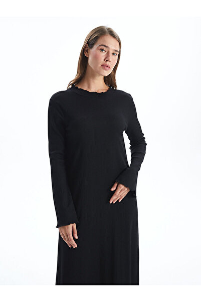 LC Waikiki Dámské šaty – výstřih, pevné, s dlouhým rukávem