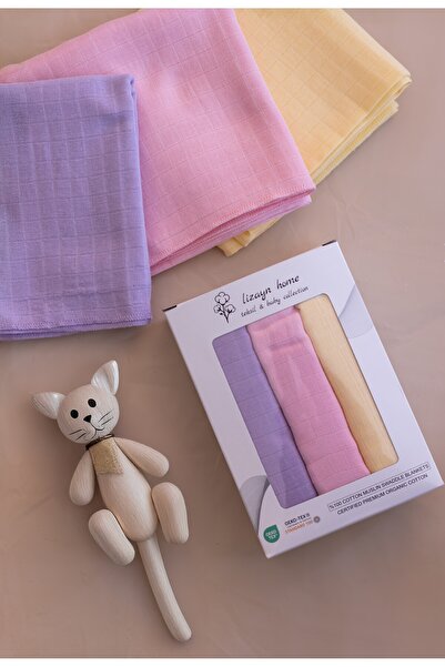 Multi-Purpose Muslin Cover & Blanket 3-Piece Set 100% Cotton Oeko-text Certified 80x80 Cm