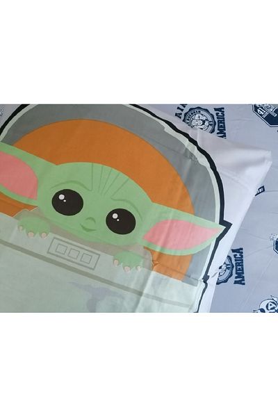 Taç Yoda Patterned Baby Crown 65X65 cm - 100% Cotton Ranforce Throw Pillow Cover