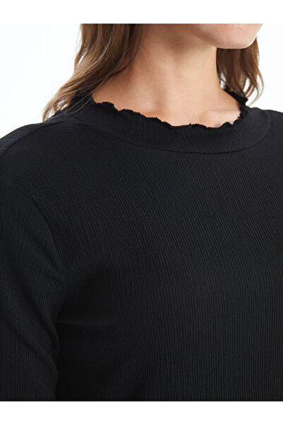 LC Waikiki Dámské šaty – výstřih, pevné, s dlouhým rukávem