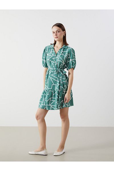 LC Waikiki Shirt Collar Patterned Women's Dress