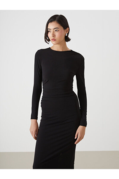 LC Waikiki Μαύρο φόρεμα με λαιμόκοψη