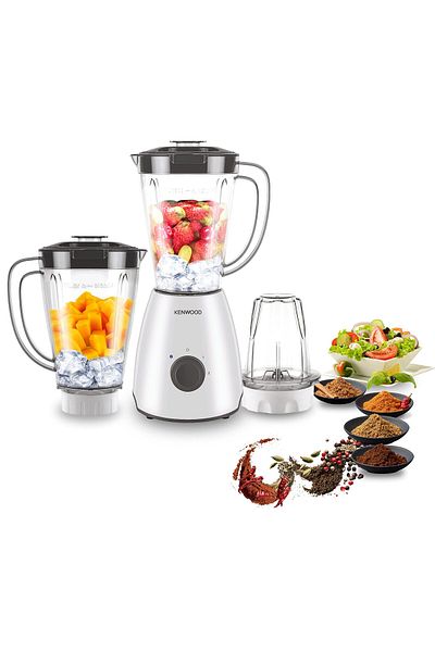 Kenwood خلاط 400 واط سعة 1.5 لتر مع وعاء إضافي ووظيفة طحن الثلج متعدد المطاحن BLP10.E0WH