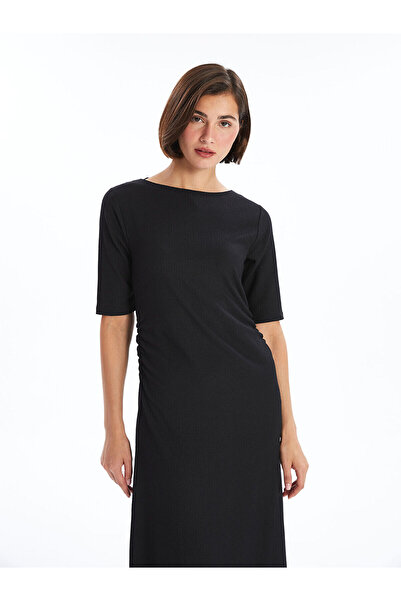 LC Waikiki Γυναικείο φόρεμα με λαιμόκοψη με υφή LCW