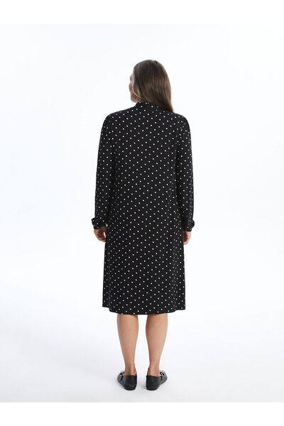LC Waikiki Black V-Neck Polka Dot Dress
