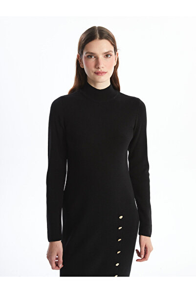 LC Waikiki Lcwaikiki Basic Black Half Turtleneck Women's Knitwear Dress