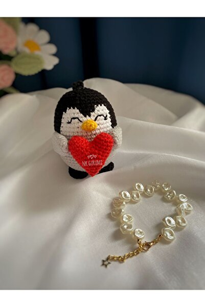 NK GURUMİ Sevimli Penguen ve İnci Bileklik Sevgili Arkadaşlık Hediye