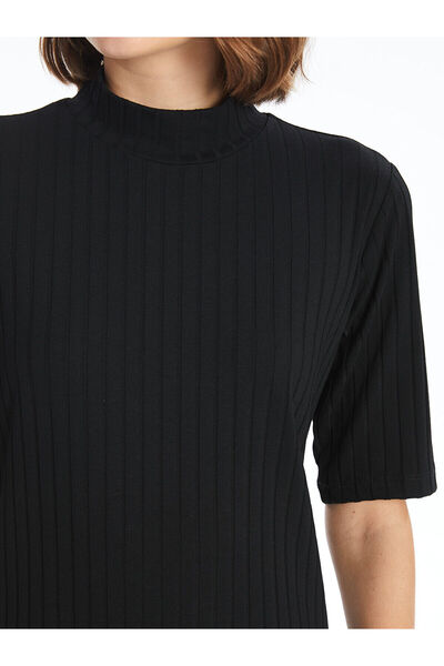 LC Waikiki Damenkleid mit Stehkragen, einfarbig, kurzärmelig