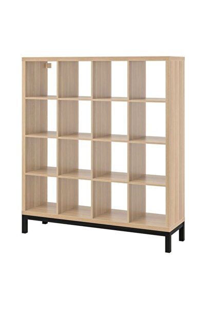 IKEA KALLAX, açık raf ünitesi, ağartılmış meşe görünümlü-siyah, 147x164 cm