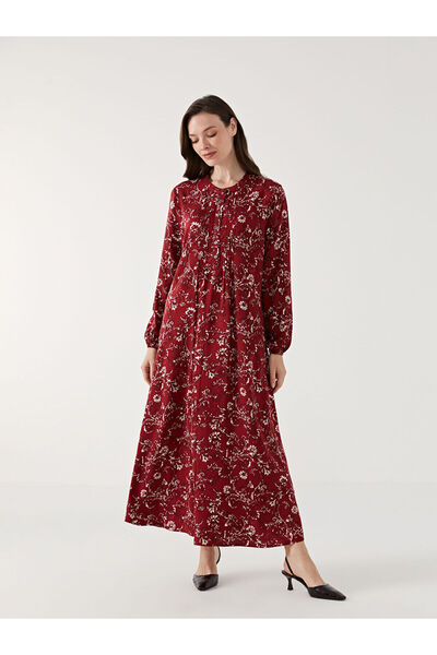 LC Waikiki Nevavm Oval Collar Floral Dress with a Difference