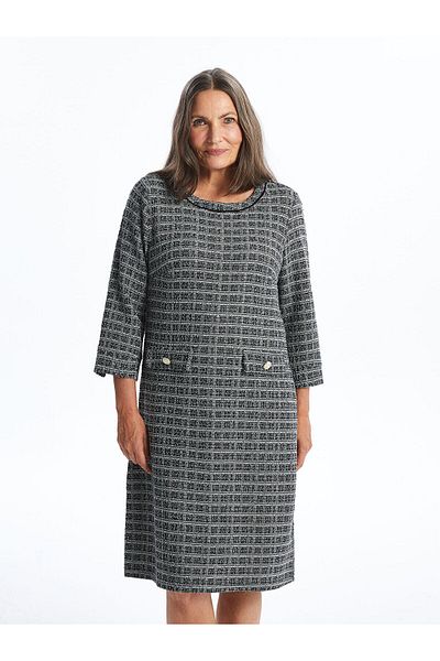 LC Waikiki Crew Neck Plaid Women's Dress