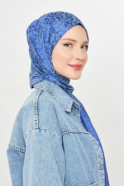 Scarf Şal Jacquard Boem Gi Shine - Saks Blue